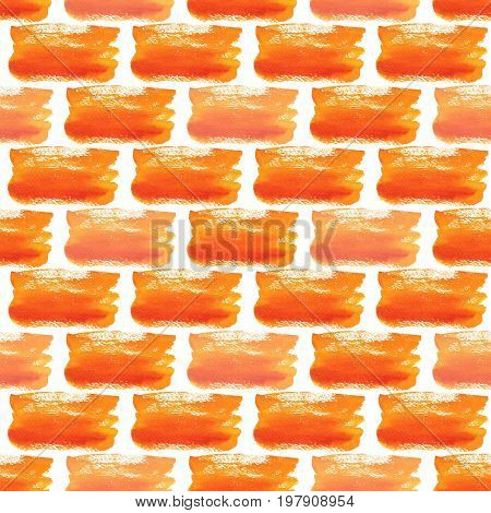 Watercolor pattern of orange bricks. Seamless web background for we texture or wrapping paper