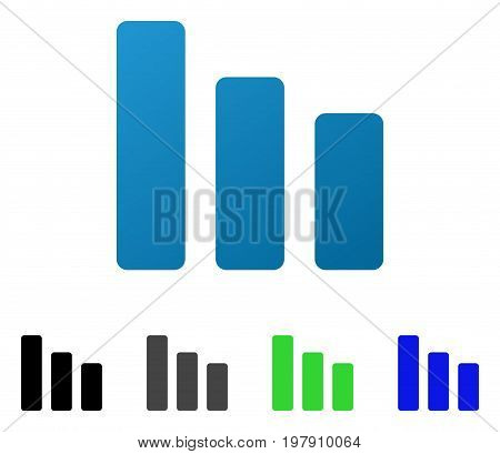 Bar Chart Decrease flat vector pictograph. Colored bar chart decrease gradient, gray, black, blue, green icon variants. Flat icon style for web design.
