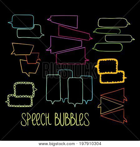 Set of hand-drawn dialog speech bubbles, color vector abstract illustration of speech bubbles, EPS 8
