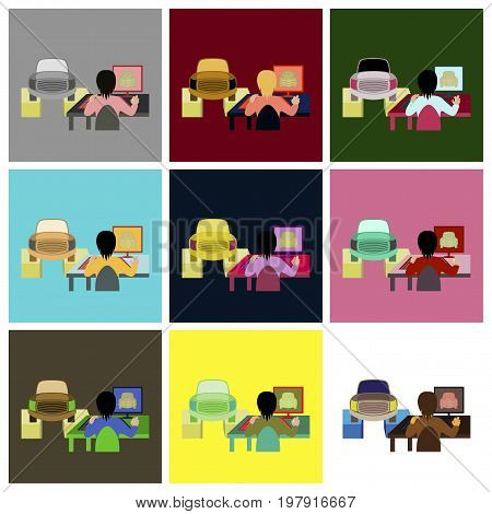 Set of Car service Computer diagnostics business, fashion, design