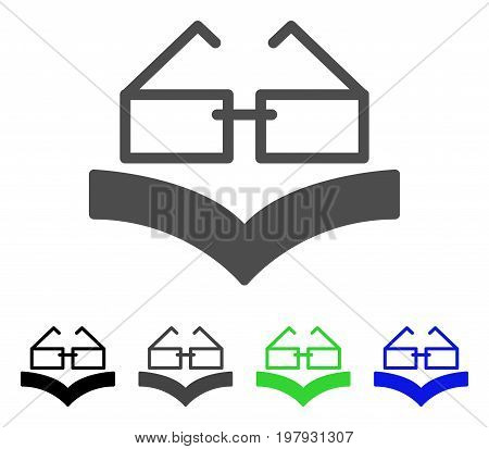 Reading Glasses flat vector pictogram. Colored reading glasses, gray, black, blue, green icon versions. Flat icon style for application design.