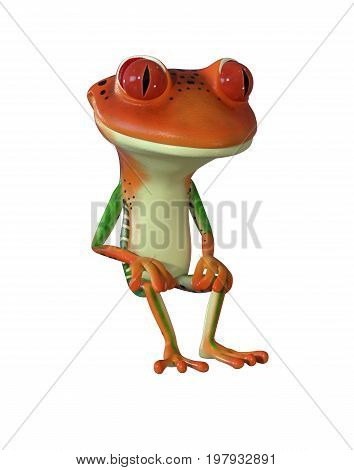 3d illustration of a blue cartoon tree frog.