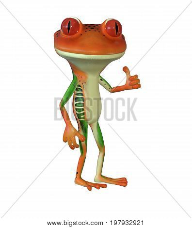 3d illustration of a blue cartoon tree frog.