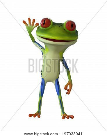 3d illustration of a green cartoon tree frog.
