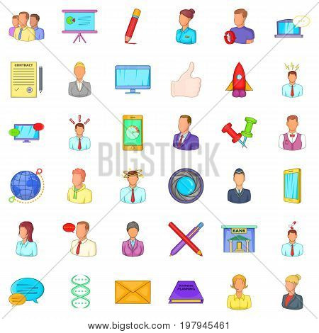 Business startupicons set. Cartoon style of 36 business startup vector icons for web isolated on white background