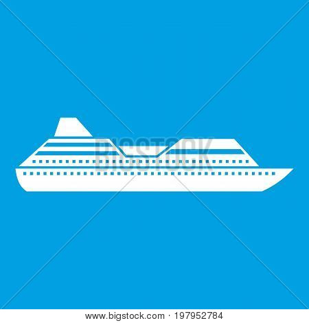 Cruise liner icon white isolated on blue background vector illustration