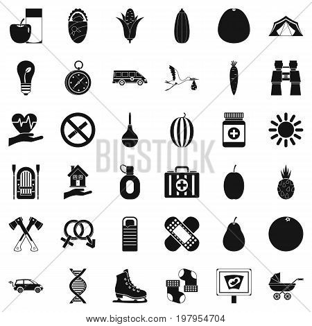 Child condition icons set. Simple style of 36 child condition vector icons for web isolated on white background