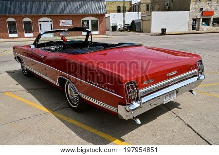 CASSELTON, NORTH DAKOTA, July 27, 2017: The annual Casselton Car Show which occurs the last Thursday of July features classic vehicles such as the restored Ford Galaxy 500 XL.
