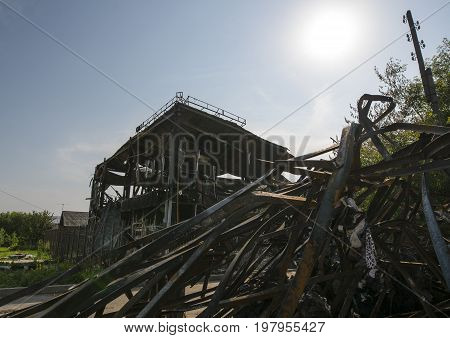 Overlappings of the building left after the huge fire