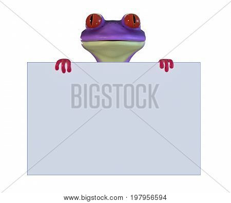 3d illustration of a green cartoon tree frog.