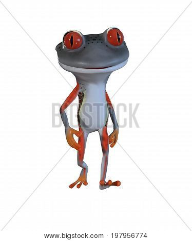 3d illustration of a gray cartoon tree frog.