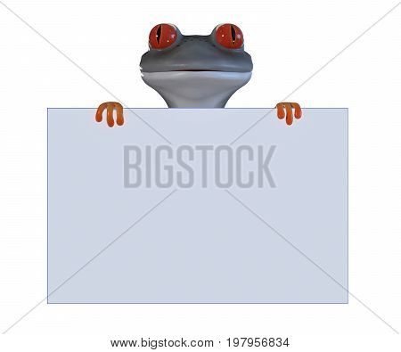 3d illustration of a gray cartoon tree frog.