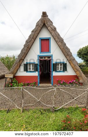 SANTANA MADEIRA PORTUGAL SEPTEMBER 9 2016: Traditional rural house in Santana on Madeira island Portugal