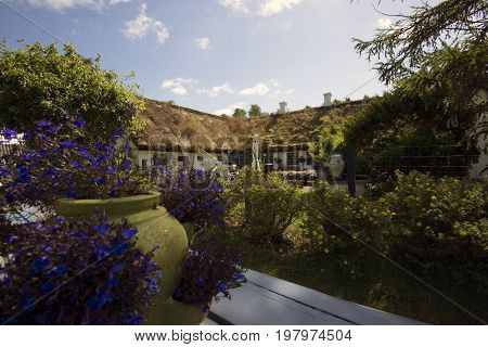 LAESOE DENMARK - JULY 28 2017: Seaweed roof house called Trollebo Laesoe 2017