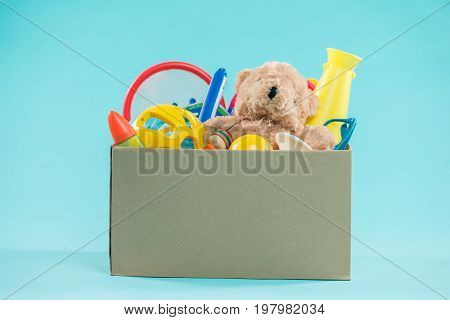 Toy. Donation box with unwanted items for poor