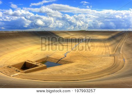 Empty Upper Dam Of The Pumping Hydroelectric Power Plant In The Czech Republic