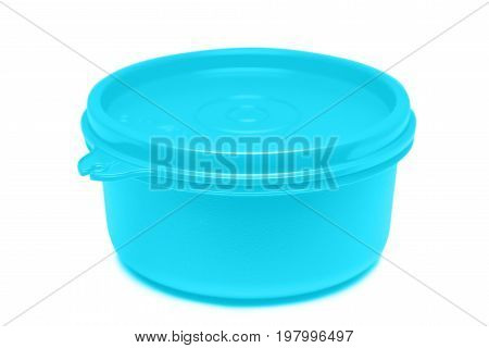 Plastic food bowl with lid isolated on white background