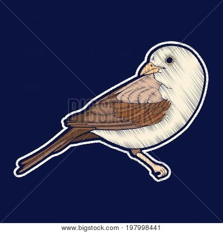 Bird. Embroidery. fachion patch badges Vector illustration