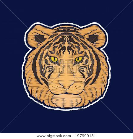 Tiger. Embroidery. fachion patch bages Vector illustration