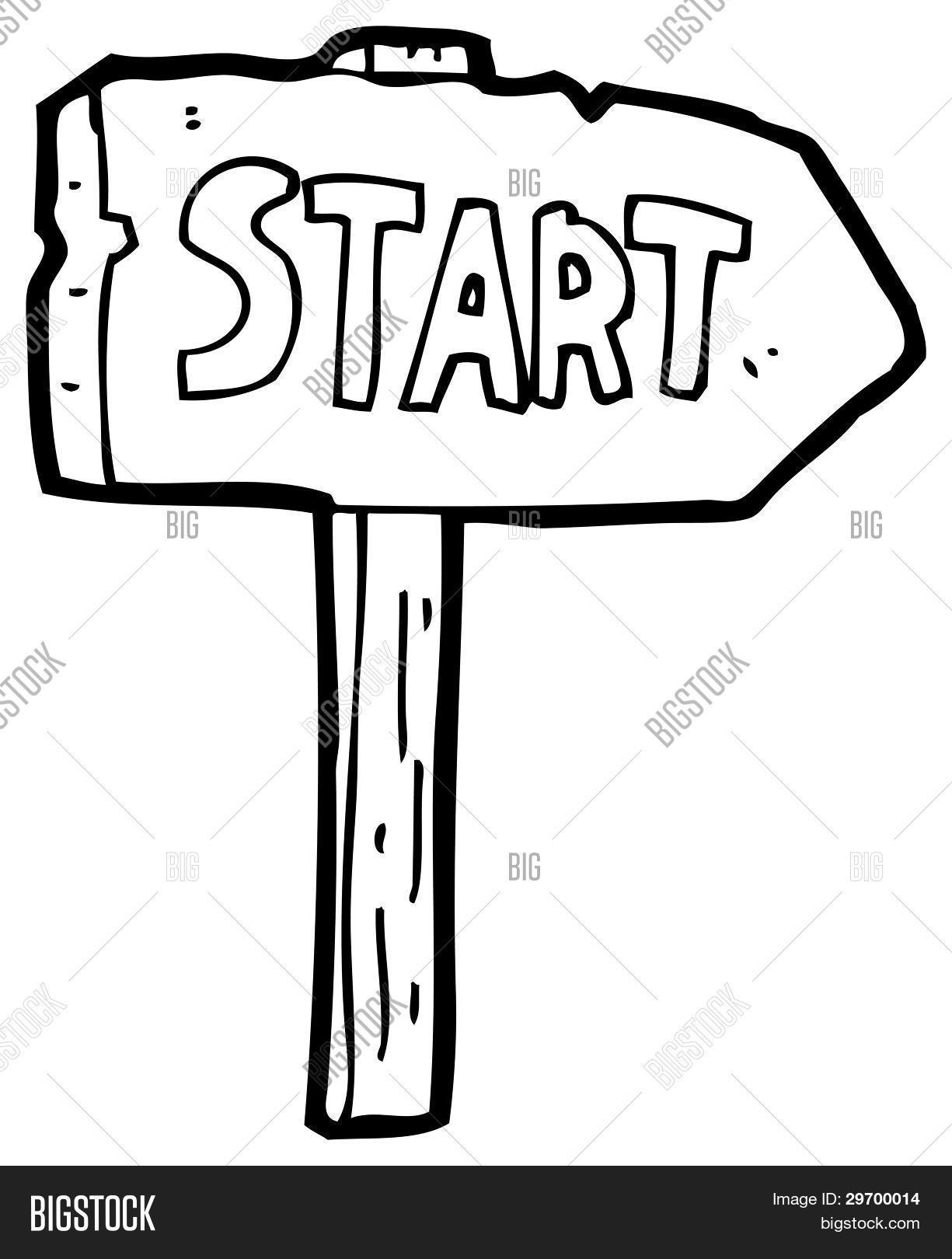Start Signpost Cartoon Image & Photo (Free Trial) | Bigstock