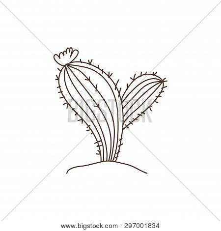 Cactus In Landscape Isolated Icon Vector Illustration Design
