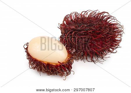 Rambutan Isolated On White Background. Tropical Fruit. Nephelium Lappaceum