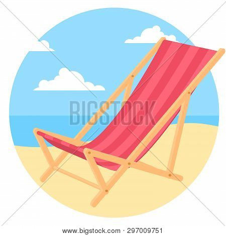 Bach Chair At Seaside. Vector Concept For Summer Vacation Ad, Manner, Website And Presentation.