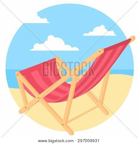 Bach Chair At Seaside. Vector Concept For Summer Vacation Ad, Manner, Website And Presentation.