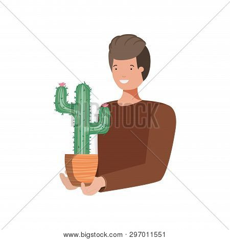 Man With Cactus Avatar Character Vector Illustration Design