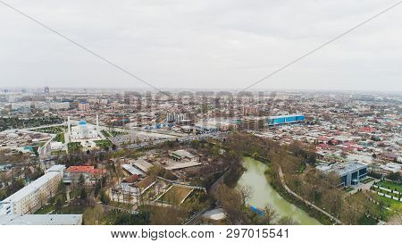 Uzbekistan Tashkent Minor Largest Masjidi Aerial Cityscape.