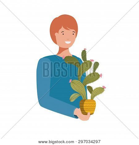 Man With Cactus Avatar Character Vector Illustration Design
