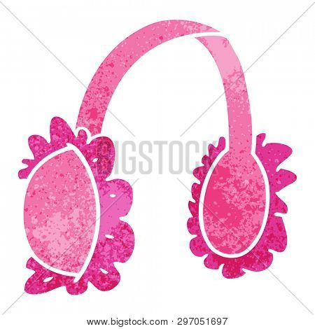 hand drawn retro cartoon doodle of pink ear muff warmers