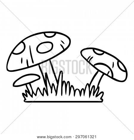 hand drawn line drawing doodle of a toad stool