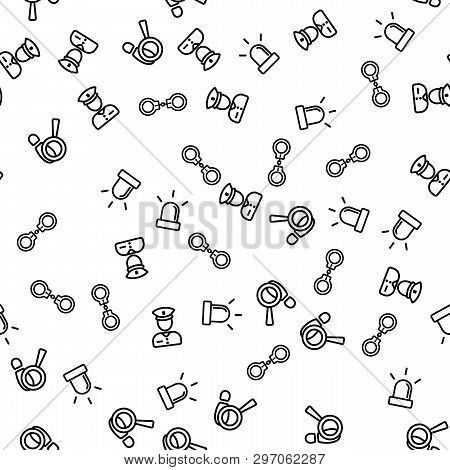 Police Security Private Handcuffs Seamless Pattern. Police Detective Identification Prisoner. Spy Co