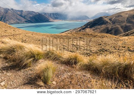 Grassy Hills Above Lake Ohau, South Island, New Zealand