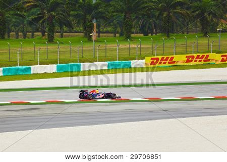 Sepang, Malaysia - 8. April: Sebastian Vettel (team Red Bull Racing) på første praksis på formel 1 G