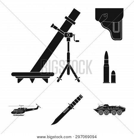 Vector Illustration Of Weapon And Gun Icon. Set Of Weapon And Army Vector Icon For Stock.