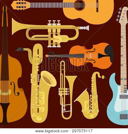 Jazz Day Poster With Set Instruments Vector Illustration Design