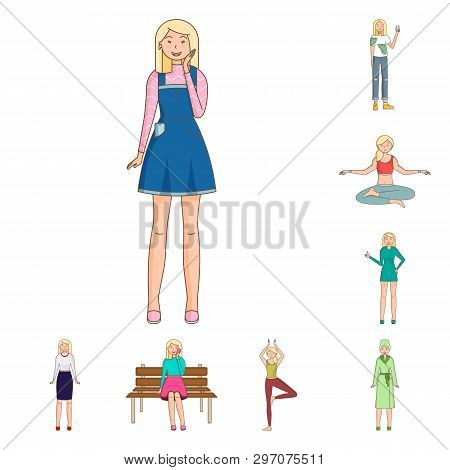 Vector Illustration Of Woman And Body Logo. Set Of Woman And Style Vector Icon For Stock.