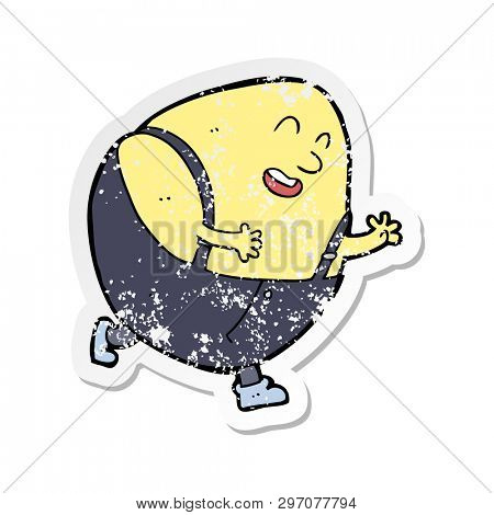 retro distressed sticker of a cartoon humpty dumpty egg character
