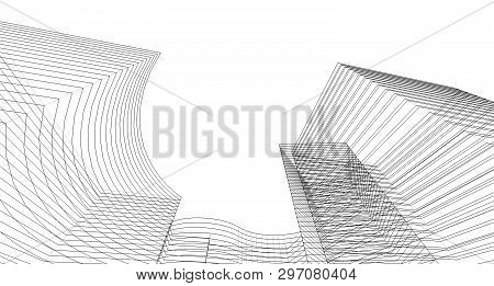 Abstract Architectral Drawing Sketch, Illustration, Modern, Perspective, Linear