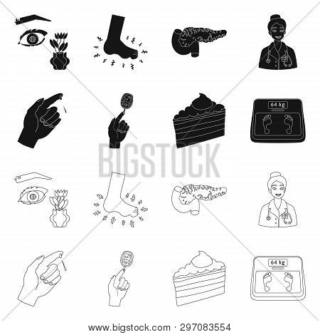 Vector Illustration Of Diet And Treatment  Logo. Set Of Diet And Medicine Stock Vector Illustration.