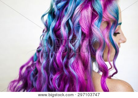 Delightfully Bright Colored Hair, Multi-colored Coloring On Long Hair. The Stylish, Contemporary Sty