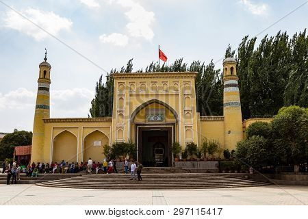 Aug 2017, Kashgar, Xinjiang, China: View Of Id Kah Mosque, The Most Famous Attractions In Kashgar An