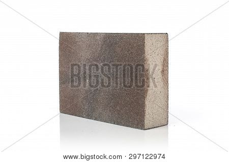One Whole Grey Brown Abrasive Block Sponge Work Item Isolated On White Background