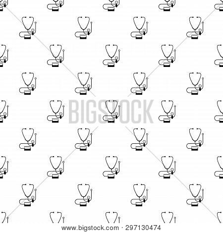 Stethoscope, Blood Presure Pattern Seamless Vector Repeat Geometric For Any Web Design