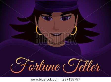 Woman Fortune Teller Concept Banner. Cartoon Illustration Of Woman Fortune Teller Vector Concept Ban