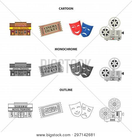 Vector Illustration Of Television And Filming Icon. Set Of Television And Viewing Vector Icon For St
