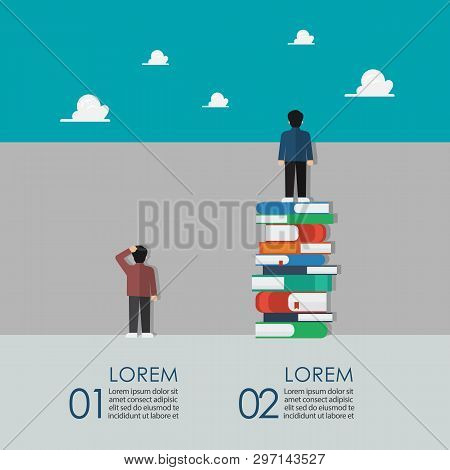 Smart People Standing On A Lot Of Books And Stupid People Stand Against The Wall Infographic. Knowle