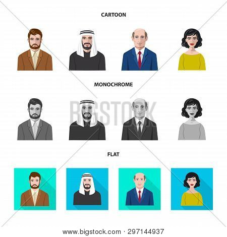 Vector Illustration Of Hairstyle And Profession  Logo. Set Of Hairstyle And Character  Vector Icon F